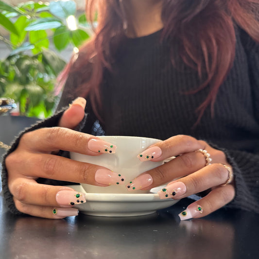 Nude with Gold & Green gems
