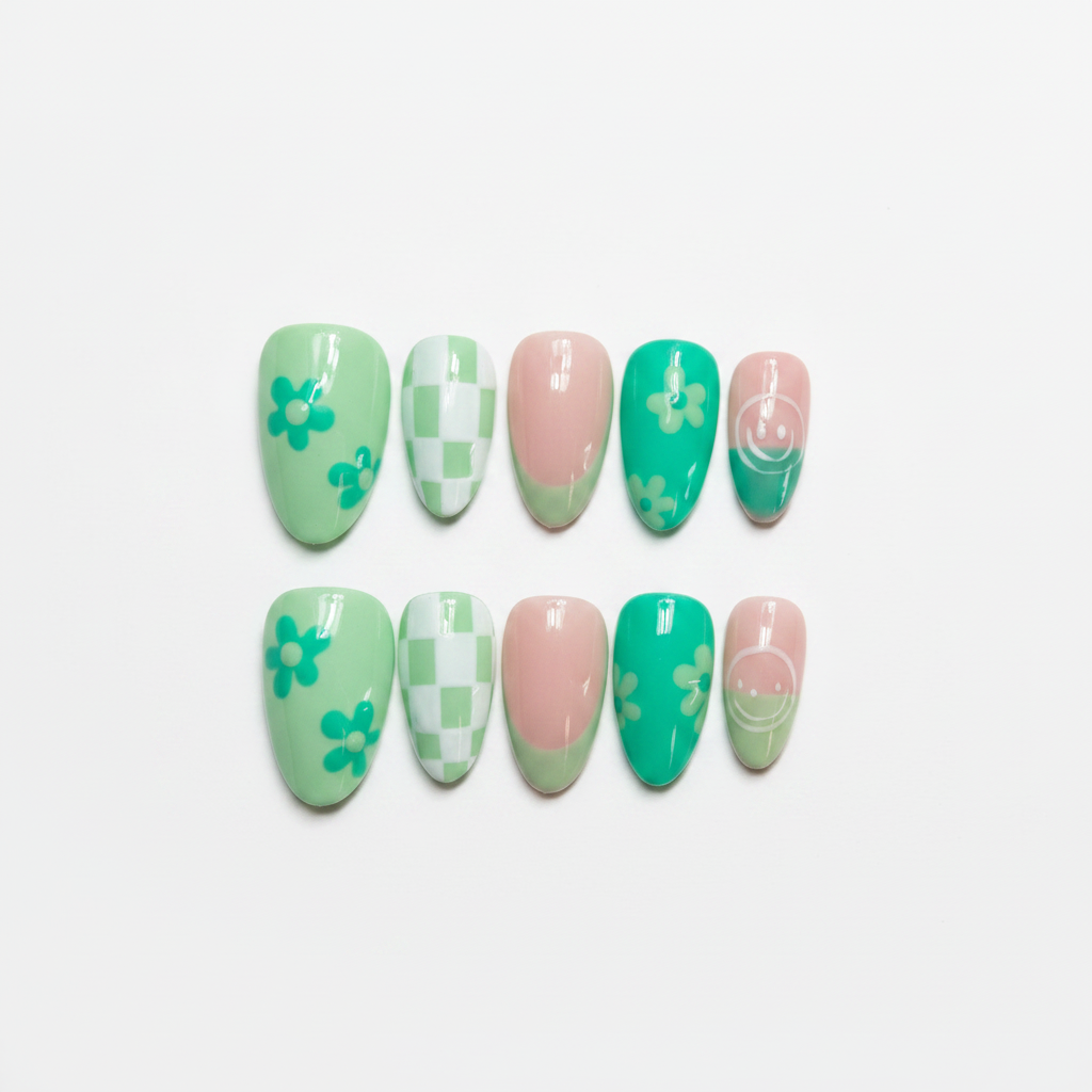 Green Mixed Nail Set