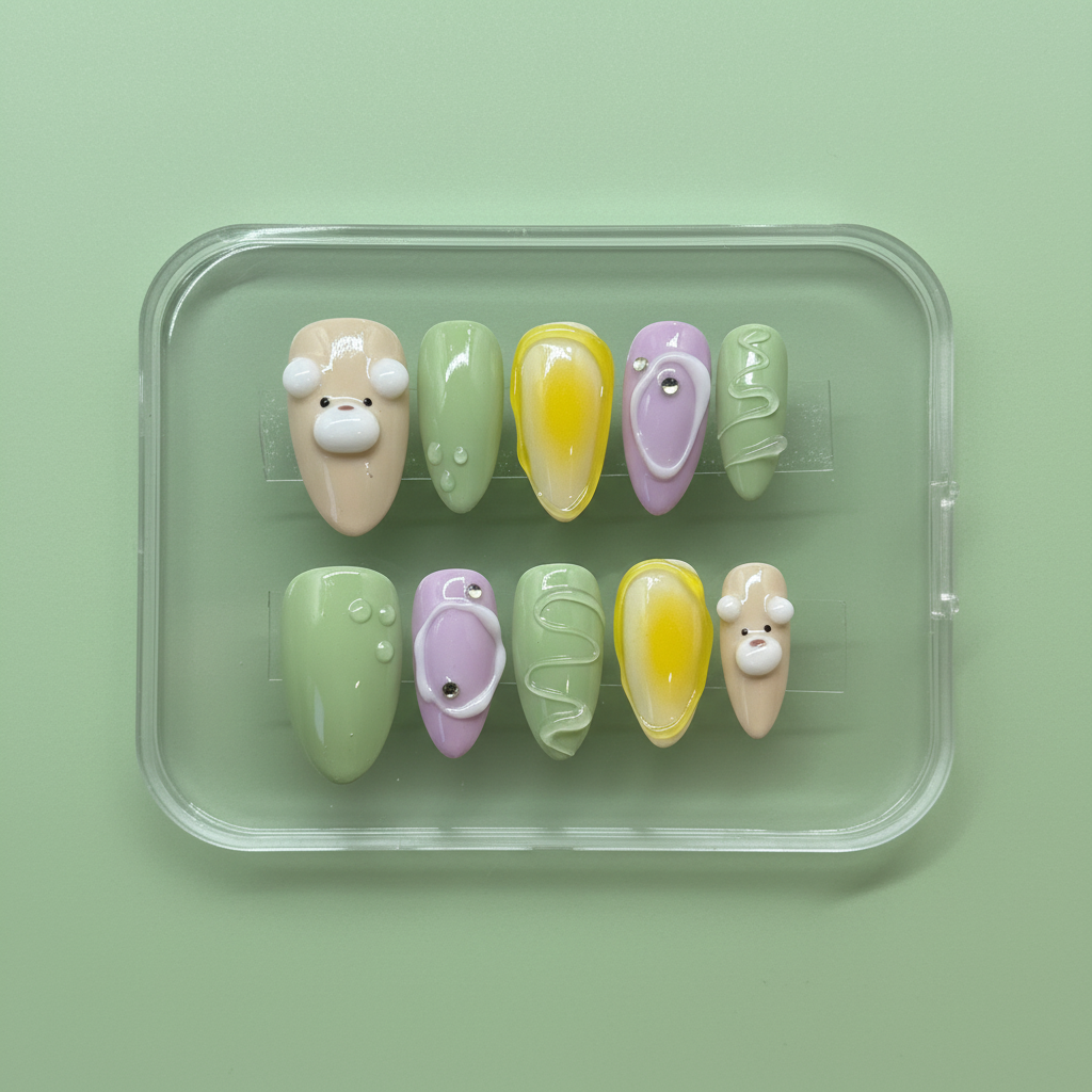 Kawaii Bear Nails - Clean Background